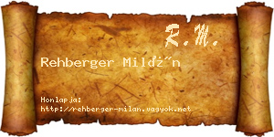 Rehberger Milán névjegykártya